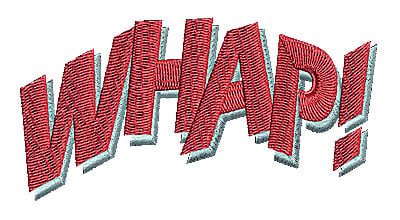 Embroidery Design: Whap<br> 3.81w X 1.31h