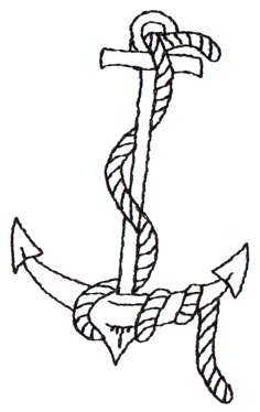 Embroidery Design: Anchor & Rope - Outline<br>2.06" x 3.43"