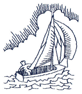 Embroidery Design: Sailboat - Outline<br>2.49" x 2.92"
