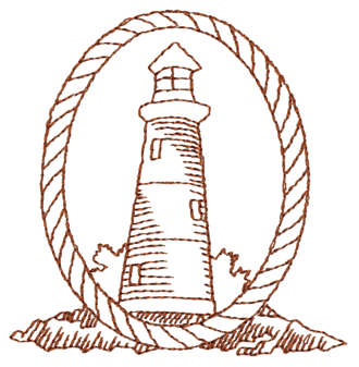 Embroidery Design: Lighthouse & Rope Border - Outline<br>3.00" x 3.04"