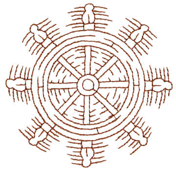 Embroidery Design: Ship Wheel - Outline<br>3.26" x 3.20"