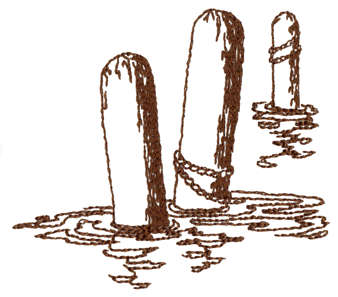 Embroidery Design: Dock Posts - Outline<br>3.05" x 2.68"
