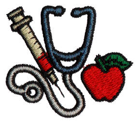 Embroidery Design: Stethoscope/Syringe<br>1.65" x 1.45"