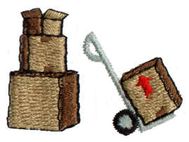 Embroidery Design: Packing Boxes<br>1.55" x 1.09"