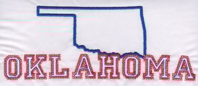 Embroidery Design: Oklahoma Outline and Name<br>3.16" x 8.03"