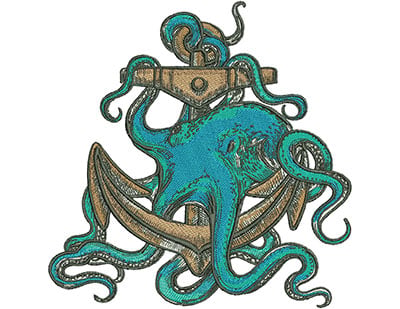 Embroidery Design: Octopus Anchor Lg<br> 7.82w X 7.92h