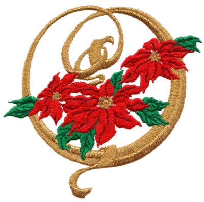 Embroidery Design: Poinsettia Wreath<br>4.29" x 4.13" | Embroidery Legacy Embroidery Design: Poinsettia Wreath<br>4.29" x 4.13"
