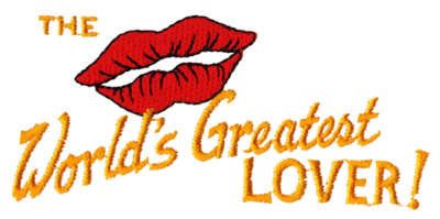Embroidery Design: World's Greatest Lover<br>4.18" x 1.88" | Embroidery Legacy Embroidery Design: World's Greatest Lover<br>4.18" x 1.88"