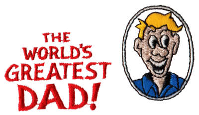 Embroidery Design: World's Greatest Dad<br>3.84" x 2.09"