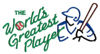 Embroidery Design: World's Greatest Player<br>4.44" x 2.24"