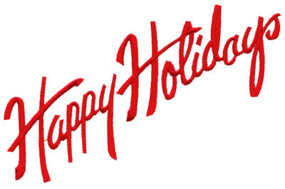 Embroidery Design: Happy Holidays<br>6.07" x 3.95"