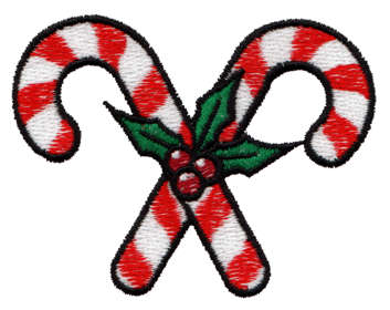 Embroidery Design: Crossed Candycanes<br>3.19" x 2.42"