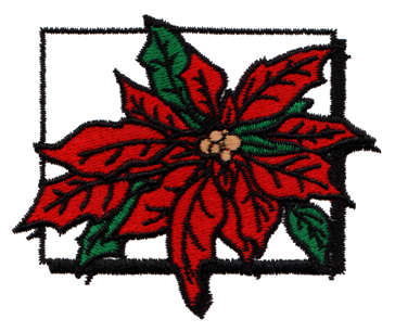 Embroidery Design: Bordered Poinsettia<br>3.27" x 2.67"