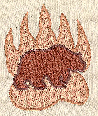 Embroidery Design: Bear within bear paw<br> 2.31w X 2.88h
