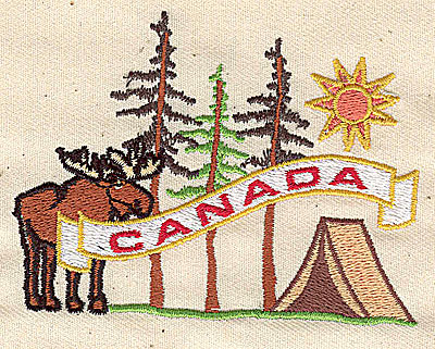 Embroidery Design: Canada with moose<br> 3.62w X 2.69h