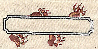 Embroidery Design: Banner with bear paws<br> 3.94w X 2.06h