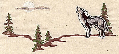 Embroidery Design: Wolf howling<br> 7.12w X 3.48h | Embroidery Legacy Embroidery Design: Wolf howling<br> 7.12w X 3.48h