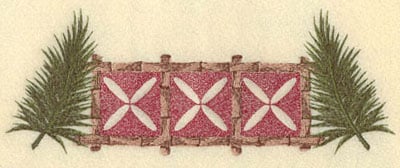 Embroidery Design: Square Leaf Motif w/ Bamboo & Fronds<br>9.08w X 3.41h