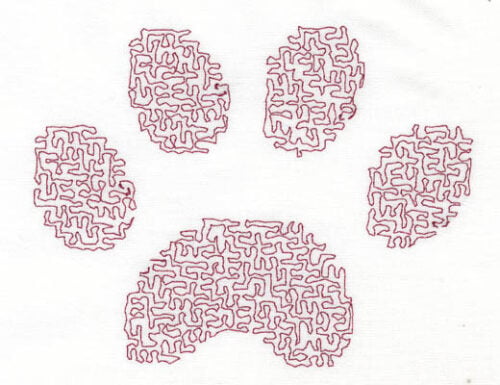 Embroidery Design: Stipple Paw High<br>4.86w X 3.81h