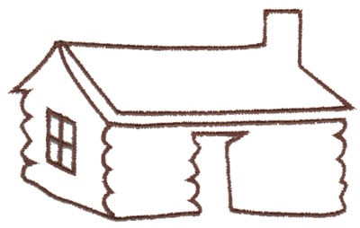 Embroidery Design: Log House Outline<br>4.02" x 2.49"