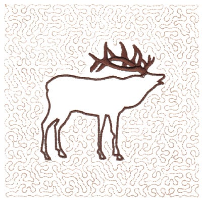 Embroidery Design: Elk Quilt Square (Large Stipple)<br>5.94" x 5.96"