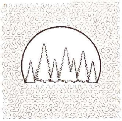 Embroidery Design: Tree Scene Quilt Square (Large Stipple)<br>5.97" x 5.94"
