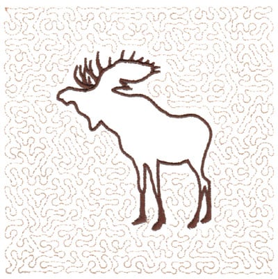 Embroidery Design: Moose Quilt Square (Large Stipple)<br>5.97" x 5.94" | Embroidery Legacy Embroidery Design: Moose Quilt Square (Large Stipple)<br>5.97" x 5.94"