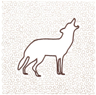 Embroidery Design: Wolf Quilt Square (Large Stipple)<br>5.97" x 5.95"