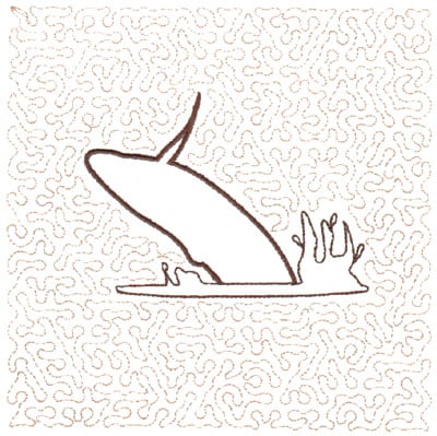 Embroidery Design: Whale Quilt Square (Large Stipple)<br>5.95" x 5.94"