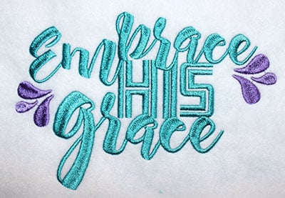 Embroidery Design: Embrace His Grace Lg<br> 8.17w X 5.47h | Embroidery Legacy Embroidery Design: Embrace His Grace Lg<br> 8.17w X 5.47h