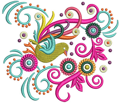 Embroidery Design: Retro Art Bird Sideways <br> 5.02w X 4.33h | Embroidery Legacy Embroidery Design: Retro Art Bird Sideways <br> 5.02w X 4.33h