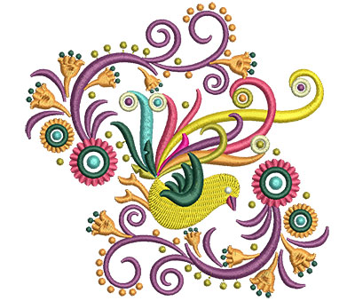 Embroidery Design: Retro Art Bird Swirls 2<br> 4.64w X 4.51h | Embroidery Legacy Embroidery Design: Retro Art Bird Swirls 2<br> 4.64w X 4.51h