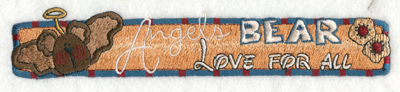 Embroidery Design: Angel Bear Love For All<br>8.16" x 1.54"