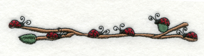 Embroidery Design: Ladybugs on Vine<br>4.98" x 1.02"