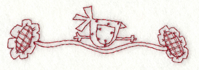 Embroidery Design: Snickerdoodle Country Bird With Flowers<br>3.38" x 1.28"