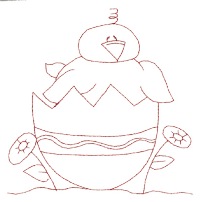 Embroidery Design: Snickerdoodle Chick Hatching (large)<br>5.58" x 5.70"