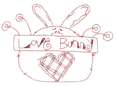 Embroidery Design: Snickerdoodle Love Bunny (large)<br>5.80" x 4.05"