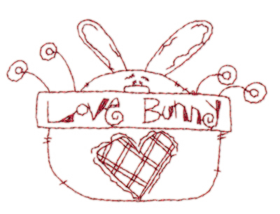 Embroidery Design: Snickerdoodle Love Bunny<br>3.80" x 2.65" | Embroidery Legacy Embroidery Design: Snickerdoodle Love Bunny<br>3.80" x 2.65"