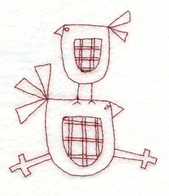 Embroidery Design: Snickerdoodle Two Birds<br>3.19" x 3.68" | Embroidery Legacy Embroidery Design: Snickerdoodle Two Birds<br>3.19" x 3.68"