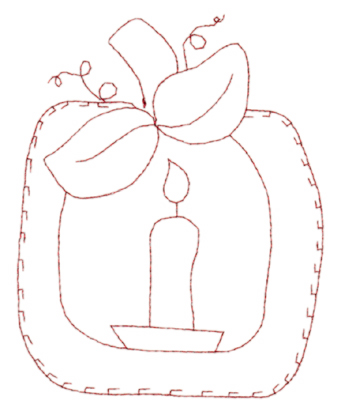 Embroidery Design: Candle in Apple frame (large)<br>4.56" x 5.87"