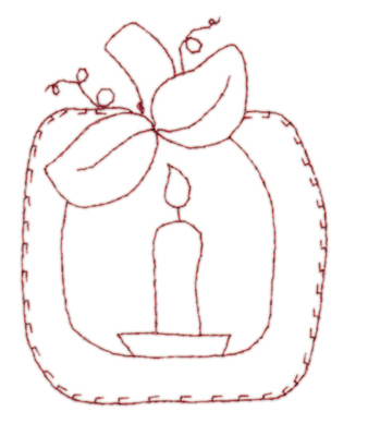 Embroidery Design: Candle in Apple frame<br>3.00" x 3.87"