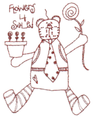 Embroidery Design: Snickerdoodle Flower Bear<br>3.11" x 3.98"