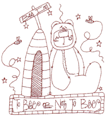 Embroidery Design: Snickerdoodle Bee Hive (large)<br>5.37" x 5.85"