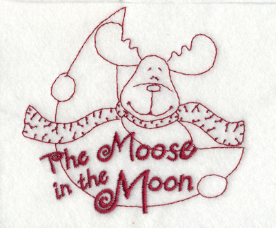 Embroidery Design: Snickerdoodle Moose in the Moon<br>3.93" x 3.68"