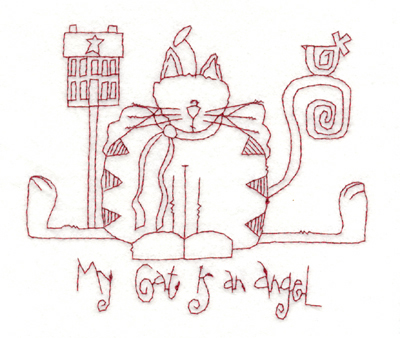 Embroidery Design: My Cat is an Angel (large)<br>5.76" x 4.99"