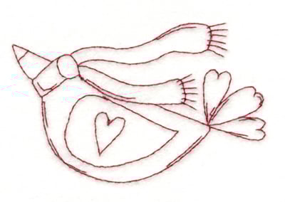 Embroidery Design: Snickerdoodle Winter Love Bird<br>3.8" x 2.48"