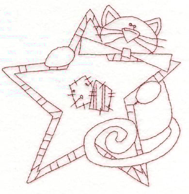 Embroidery Design: Cat With Star (large)<br>5.64" x 5.77"