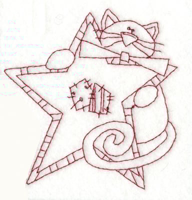 Embroidery Design: Cat With Star<br>3.76" x 3.85"