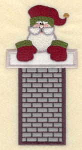 Embroidery Design: Santa in long chimney appliques<br>3.02"w X 5.93"h