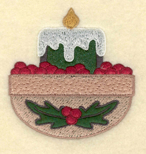 Embroidery Design: Medium candle applique with cranberries<br>2.92"w X 3.06"h